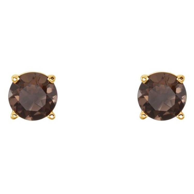 14K Yellow 5 mm Natural Smoky Quartz Earrings