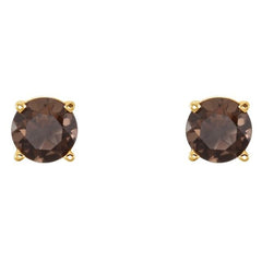 14K Yellow 5 mm Natural Smoky Quartz Earrings