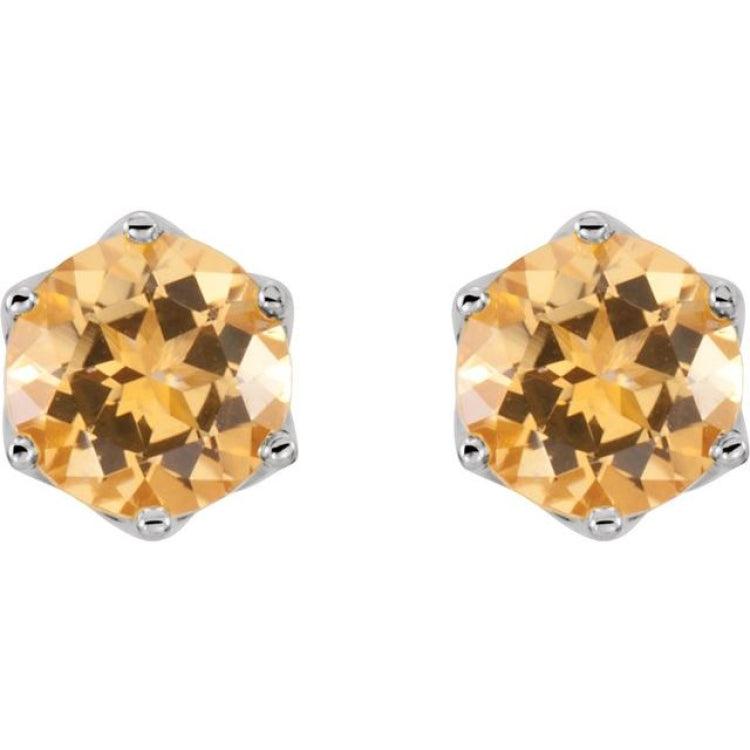 14K White Natural Citrine Earrings