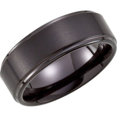 Black PVD Tungsten 8 mm Stepped-Edge Comfort-Fit Band Size 10
