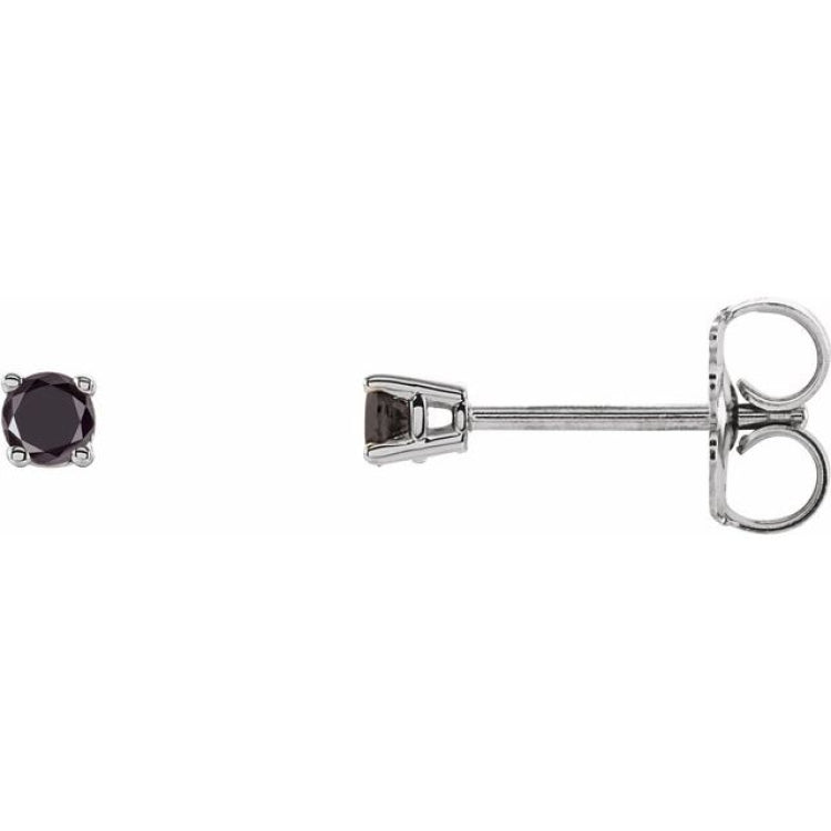 14K White 1/8 CTW Natural Black Diamond Earrings