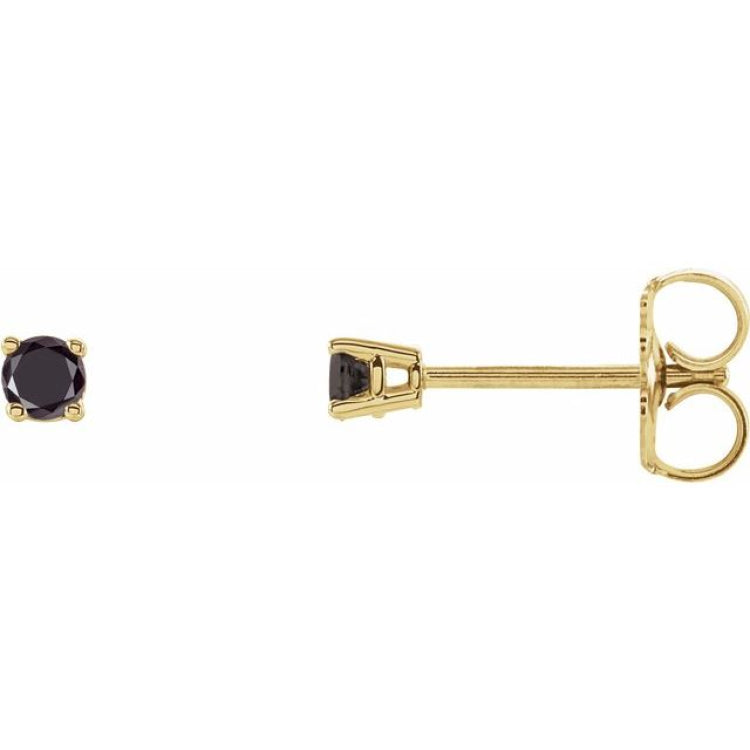 14K Yellow 1/8 CTW Natural Black Diamond Earrings