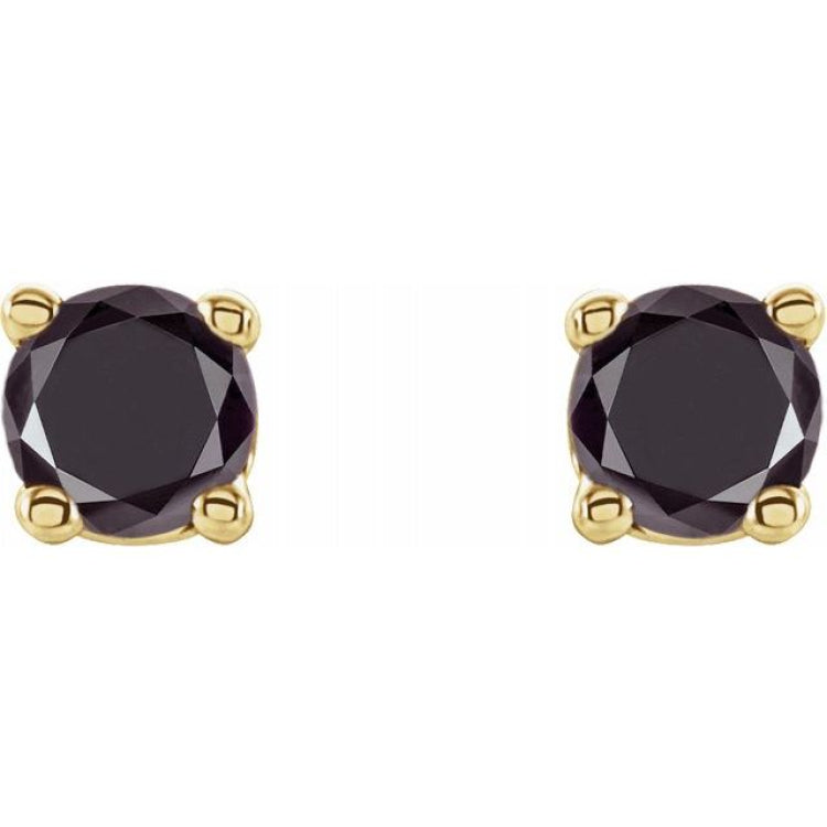 14K Yellow 1/5 CTW Natural Black Diamond Earrings