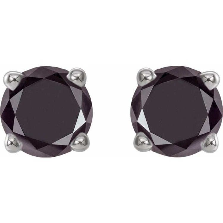 14K White 1/2 CTW Natural Black Diamond Earrings