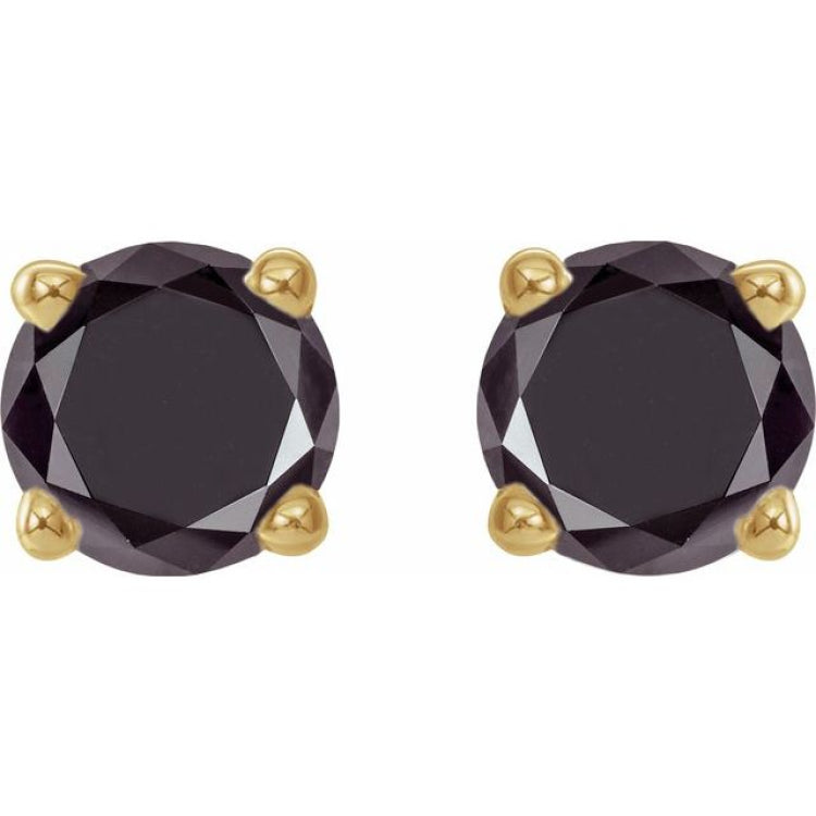 14K Yellow 1/2 CTW Natural Black Diamond Earrings