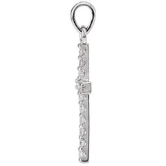 14K White 1/8 CTW Natural Diamond Cross Pendant