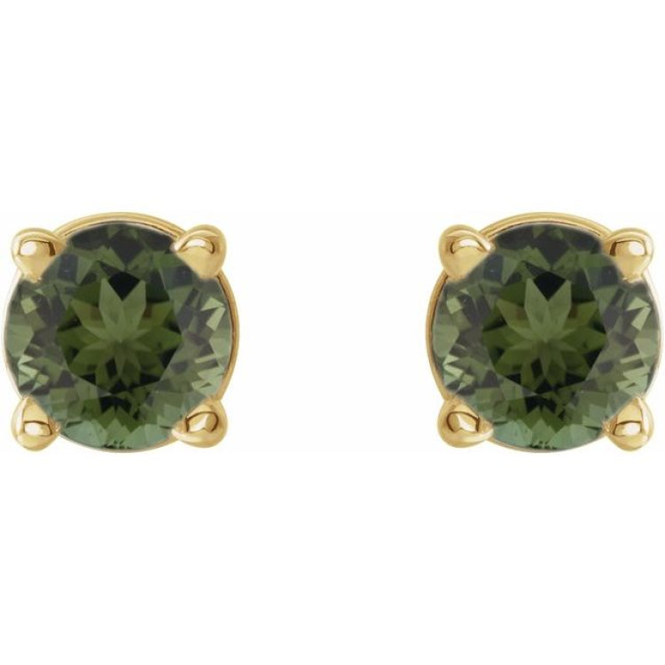 14K Yellow 3 mm Natural Green Tourmaline Earrings