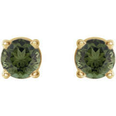 14K Yellow 3 mm Natural Green Tourmaline Earrings