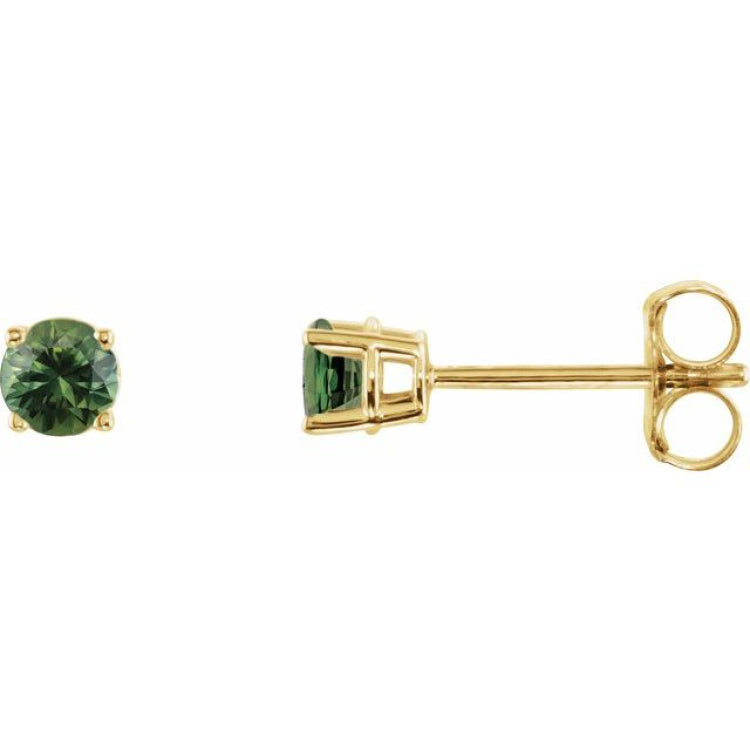 14K Yellow 3 mm Natural Green Sapphire Earrings