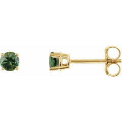 14K Yellow 3 mm Natural Green Sapphire Earrings