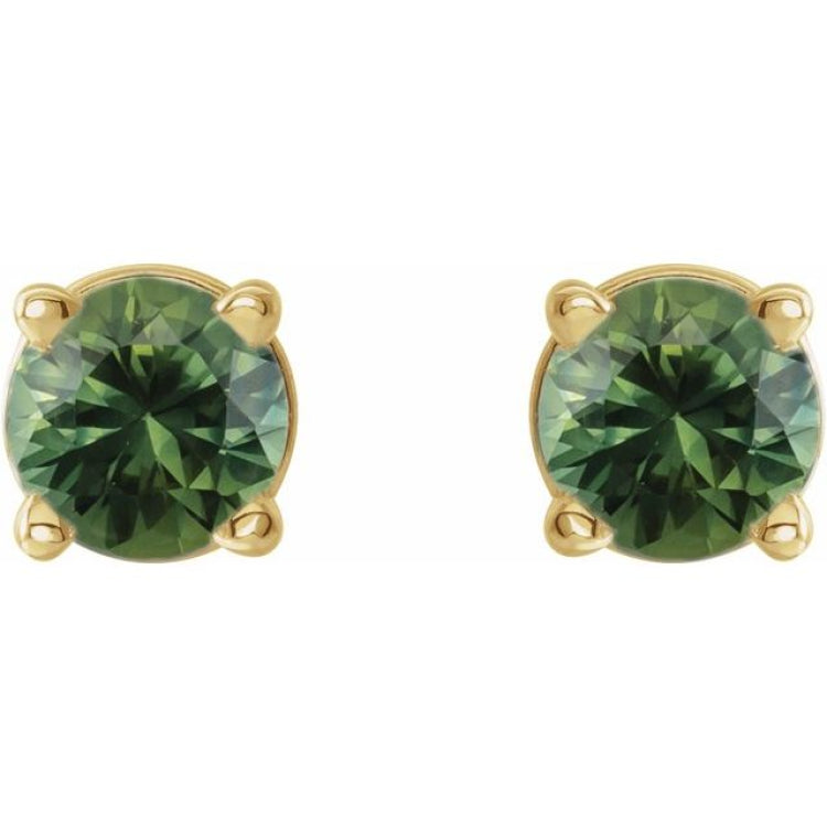 14K Yellow 3 mm Natural Green Sapphire Earrings