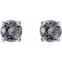 14K White 3 mm Natural Gray Spinel Earrings