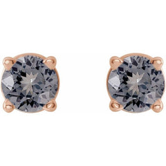 14K Rose 3 mm Natural Gray Spinel Earrings