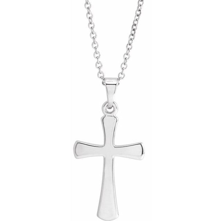 14K White Cross 18" Necklace