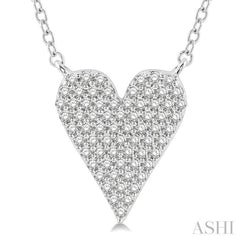 1/4 Ctw Heart Charm Round Cut Diamond Fashion Pendant With Chain in 10K White Gold