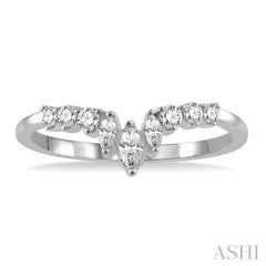 1/3 Ctw Chevron Marquise and Round Cut Diamond Fashion Ring in 14K White Gold