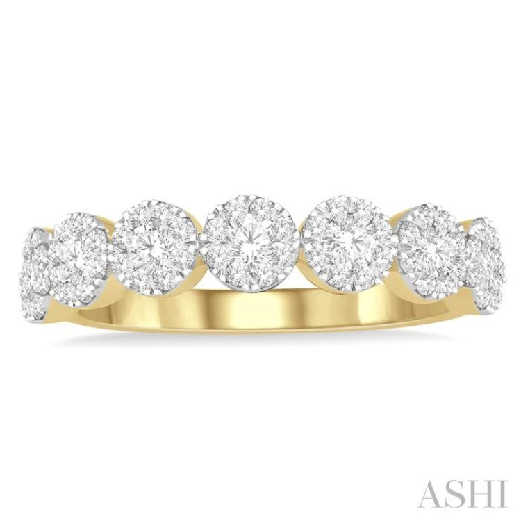 1/2 Ctw Jointed Circular Mount Lovebright round Cut Diamond Band in 14K Yellow and White Gold