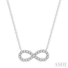 1/4 Ctw Round Cut Diamond Infinity Pendant With Chain in 14K White Gold