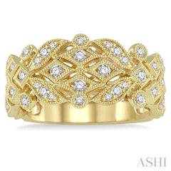 1/2 Ctw Lattice Round Cut Diamond Fashion Band in 14K Yellow Gold