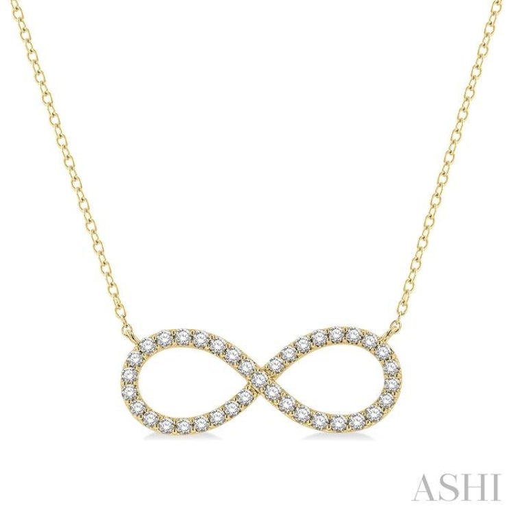 1/2 Ctw Round Cut Diamond Infinity Pendant With Chain in 14K Yellow Gold