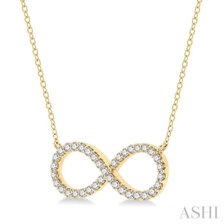 1/2 Ctw Round Cut Diamond Infinity Pendant With Chain in 14K Yellow Gold