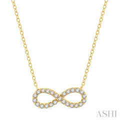 1/4 Ctw Round Cut Diamond Infinity Pendant With Chain in 14K Yellow Gold