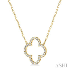 1/4 Ctw Clover Round Cut Diamond Pendant With Chain in 14K Yellow Gold