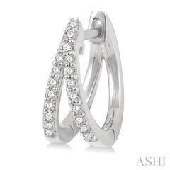1/5 Ctw Split Round Cut Diamond Huggie Petite Earrings in 14K White Gold