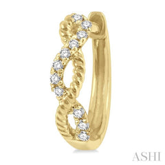 1/10 Ctw Split & Twisted Rope and Round Cut Diamond Huggie Petite Earrings in 14K Yellow Gold