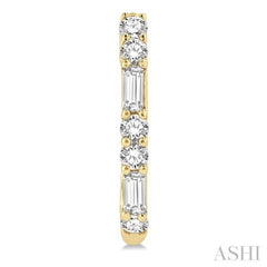 1/3 Ctw Baguette and Single Cut Diamond Petite Huggies in 14K Yellow Gold