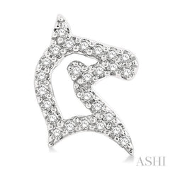 1/6 Ctw Petite Horse Head Round Cut Diamond Fashion Stud Earring in 10K White Gold