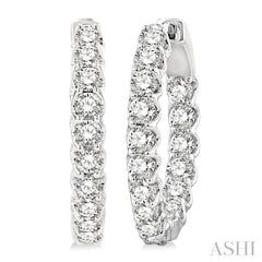2 Ctw Inside-Out Round Cut Diamond Hoop Earrings in 14K White Gold