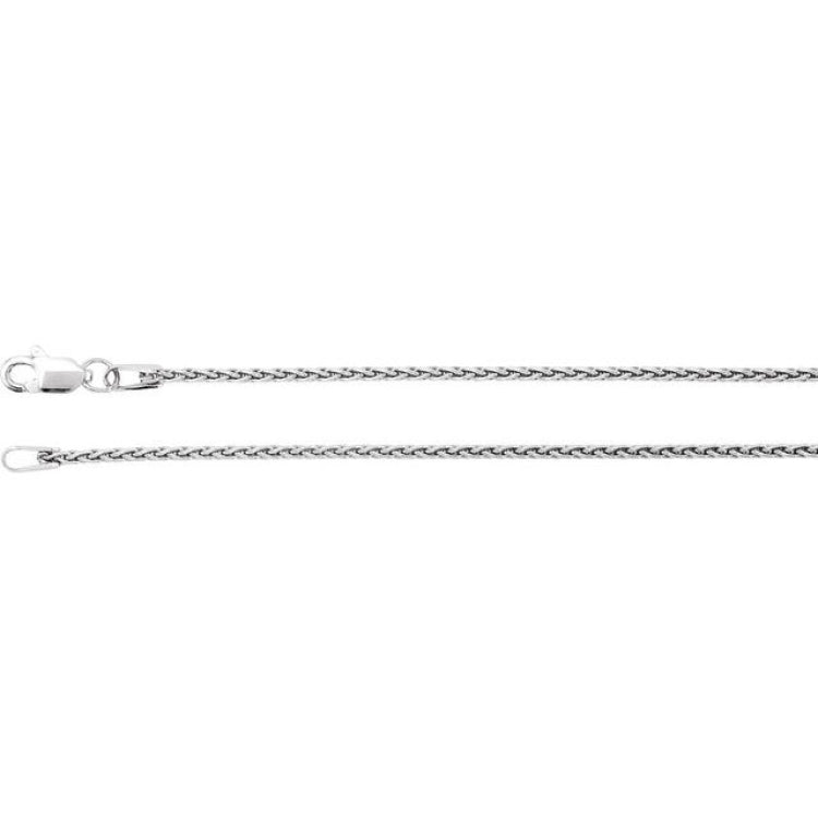 Rhodium-Plated Sterling Silver 1.25 mm Wheat 16" Chain