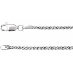 Rhodium-Plated Sterling Silver 1.8 mm Wheat 16" Chain