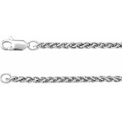 Rhodium-Plated Sterling Silver 2.4 mm Wheat 20" Chain