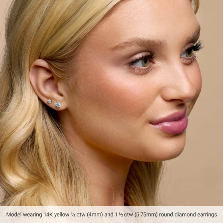 14K Rose 1/2 CTW Lab-Grown Diamond 4-Prong Stud Earrings