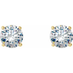 14K Yellow 1 CTW Lab-Grown Diamond 4-Prong Stud Earrings