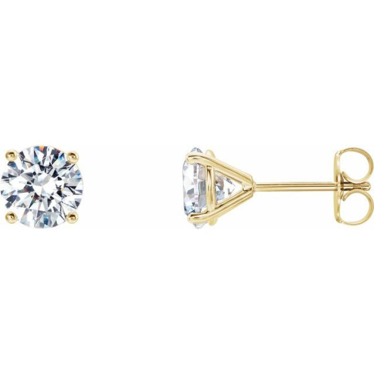 14K Yellow 1 CTW Lab-Grown Diamond 4-Prong Stud Earrings