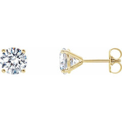 14K Yellow 1 CTW Lab-Grown Diamond 4-Prong Stud Earrings