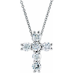 14K White 1/4 CTW Lab-Grown Diamond Cross 18" Necklace