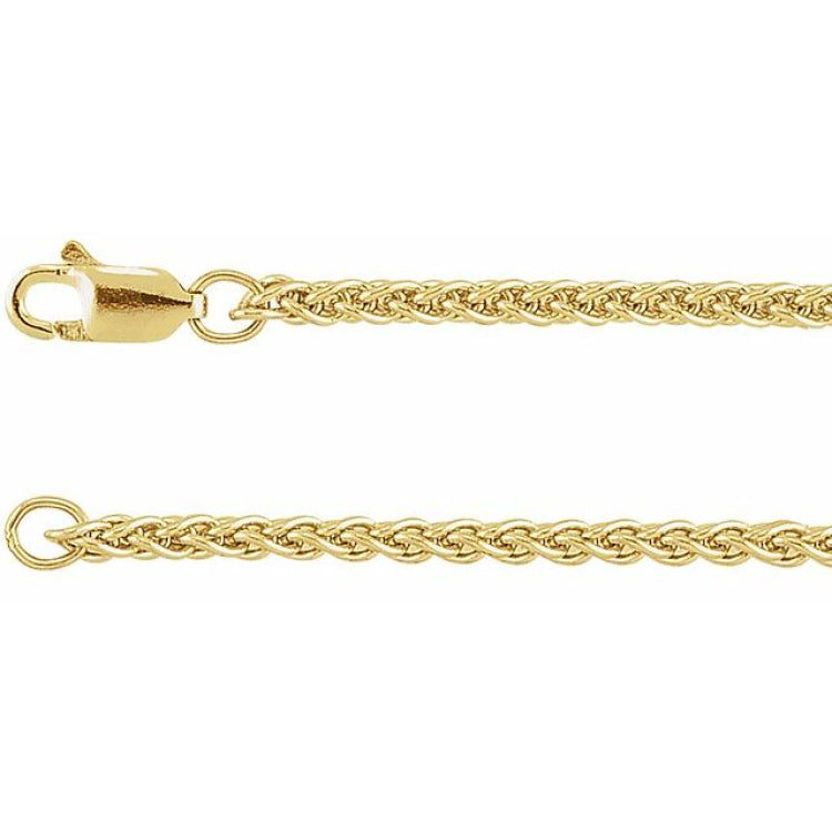 14K Yellow 2.4 mm Wheat 16" Chain