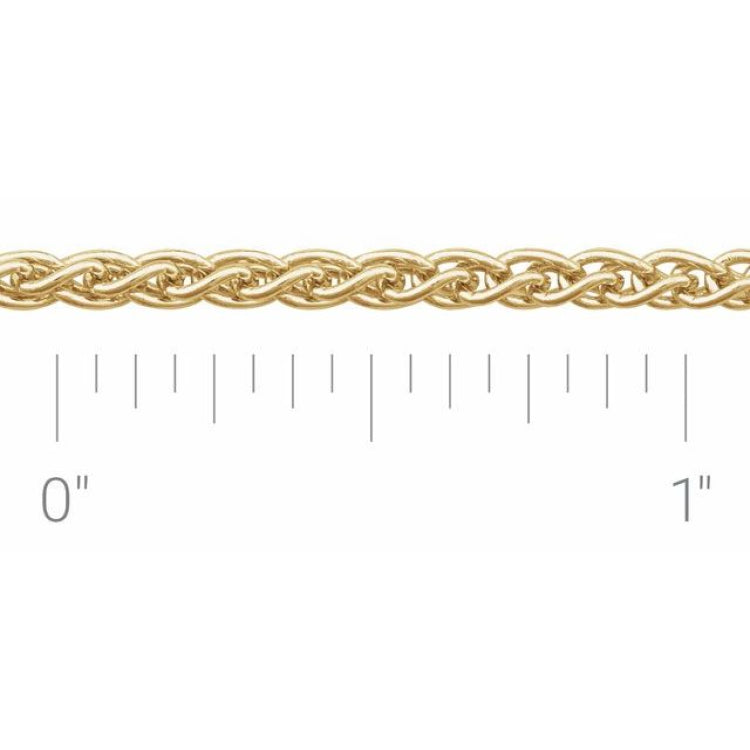 14K Yellow Recycled Metal 2.4 mm Wheat Chain by the Inch