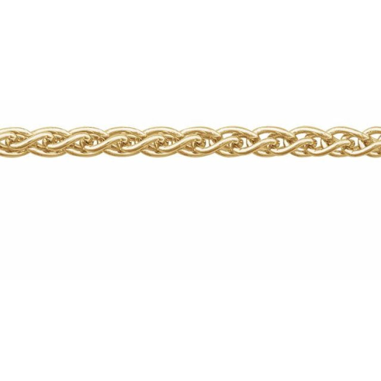 14K Yellow Recycled Metal 2.4 mm Wheat Chain by the Inch