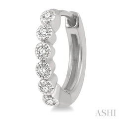 1/10 Ctw Round Cut Diamond Huggie Petite Earrings in 10K White Gold