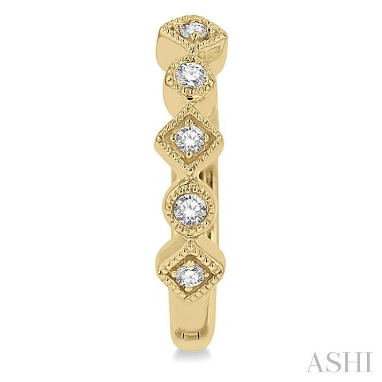 1/10 Ctw Circular & Rhombus Mount Round Cut Diamond Huggie Petite Earrings in 10K Yellow Gold