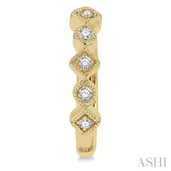 1/10 Ctw Circular & Rhombus Mount Round Cut Diamond Huggie Petite Earrings in 10K Yellow Gold