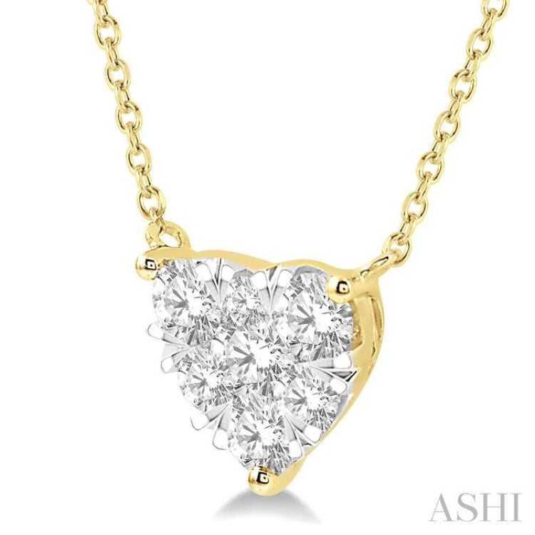 1 Ctw Lovebright Diamond Heart Pendant With Chain in 14K Yellow and White Gold