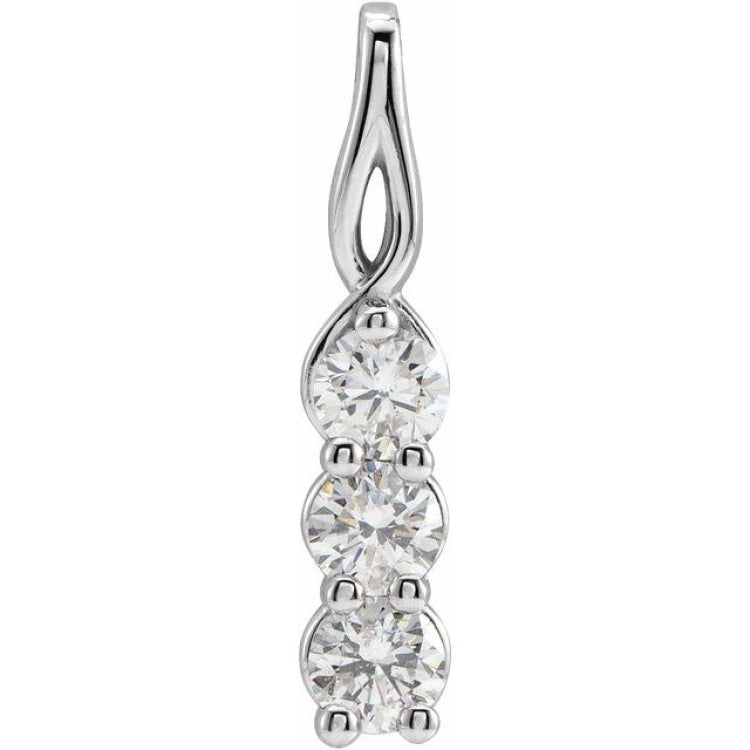 14K White 3/4 CTW Lab-Grown Diamond Three-Stone Pendant