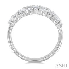1 1/2 Ctw Triple Row Multi-Cut Diamond Fashion Band in 14K White Gold