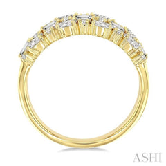 1 1/2 Ctw Triple Row Multi-Cut Diamond Fashion Band in 14K Yellow Gold